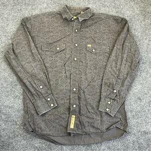 Larry Mahan Cowboy Collection Men's Long Sleeve Shirt L Snap Buttons Plaid Grey